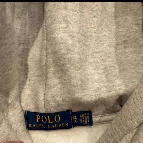 Ralph Lauren Light Gray Hooded Sweatshirt with Polo Pony - Picture 3 of 3